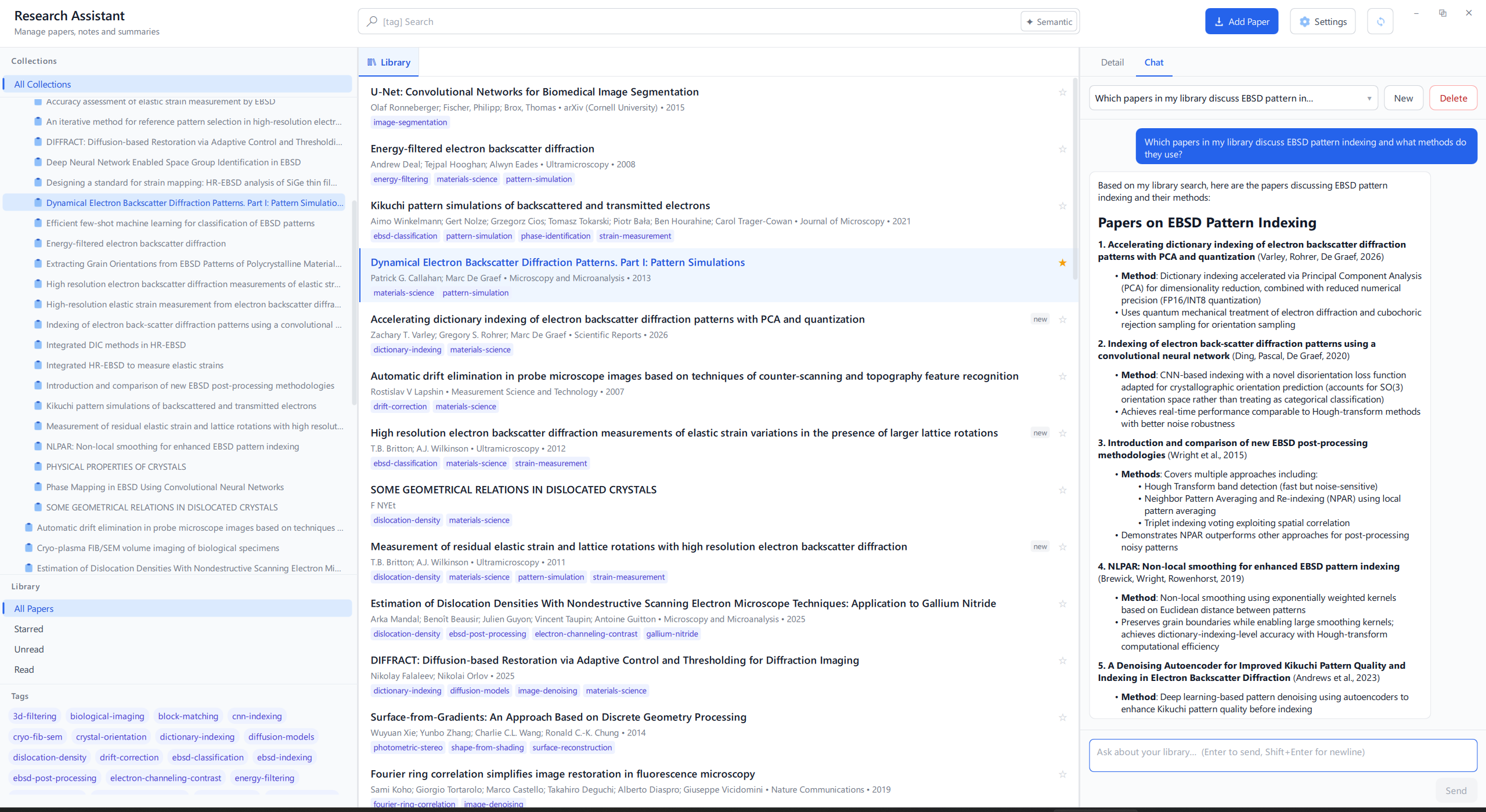 Chatting with a research paper using AI in Research Assistant